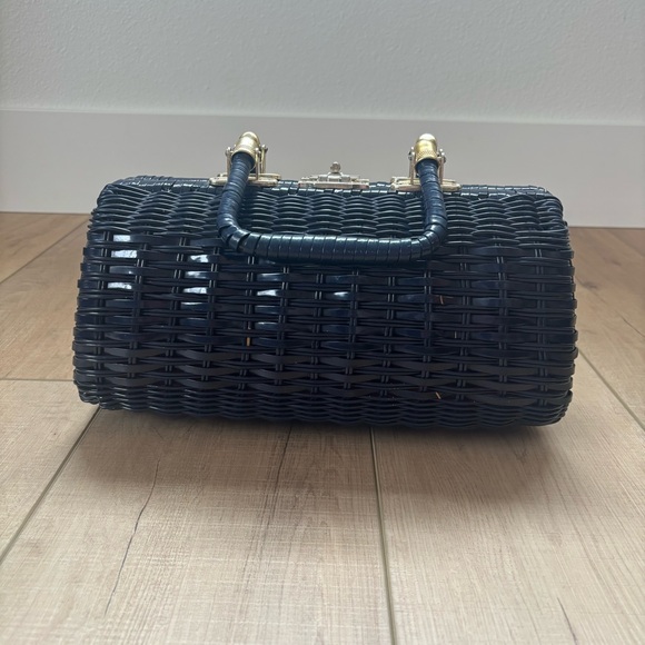 Simon by Mister Earnest Purse Navy Wicker Weave Gold Hardware - Picture 3 of 7